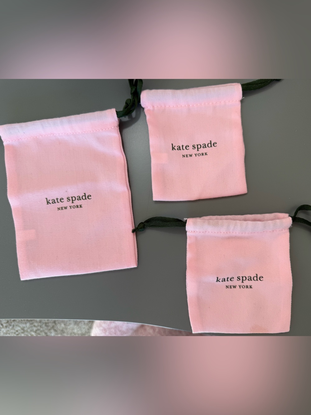 KATE SPADE PINK and BLACK DRAWSTRING JEWELRY DUST BAGS POUCH